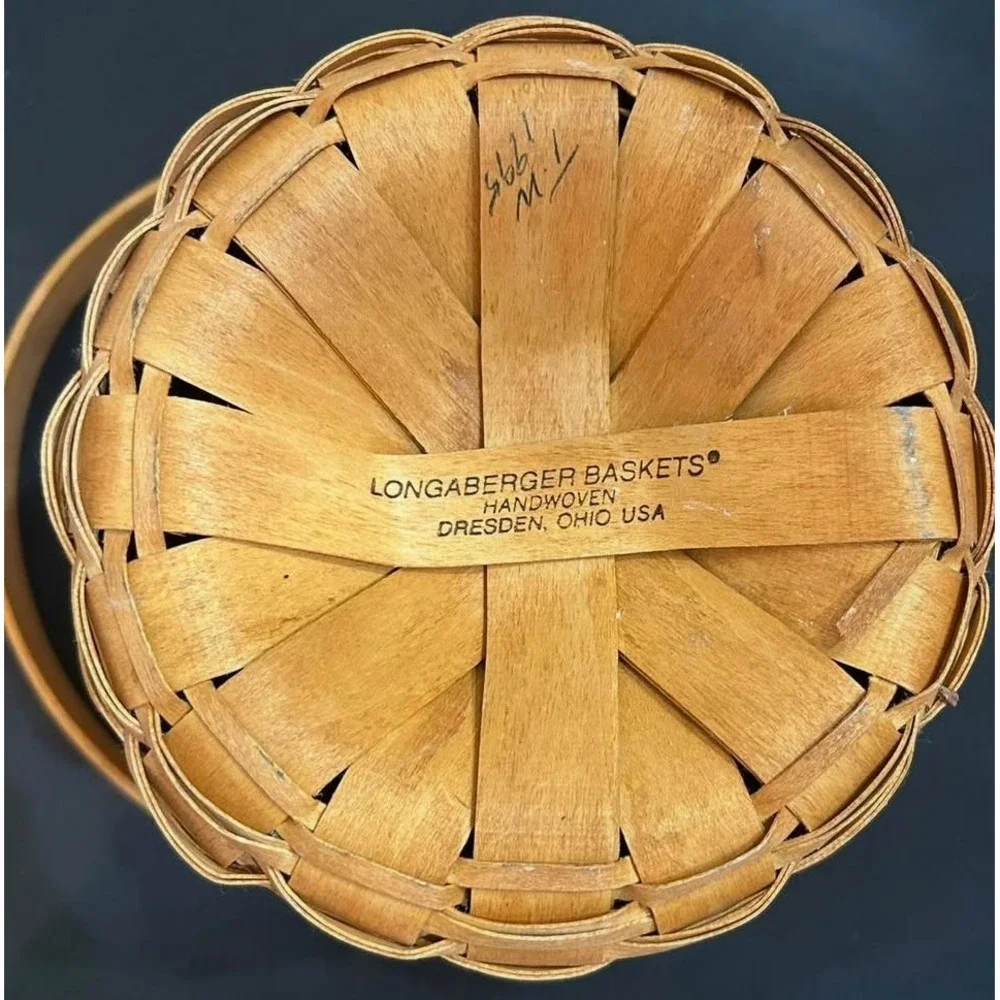 1995 Longaberger Small Gathering Basket Swing Handle Handwoven USA Basket EUC